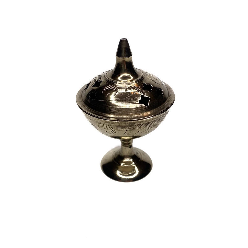 Vintage Etched Brass Incense Burner